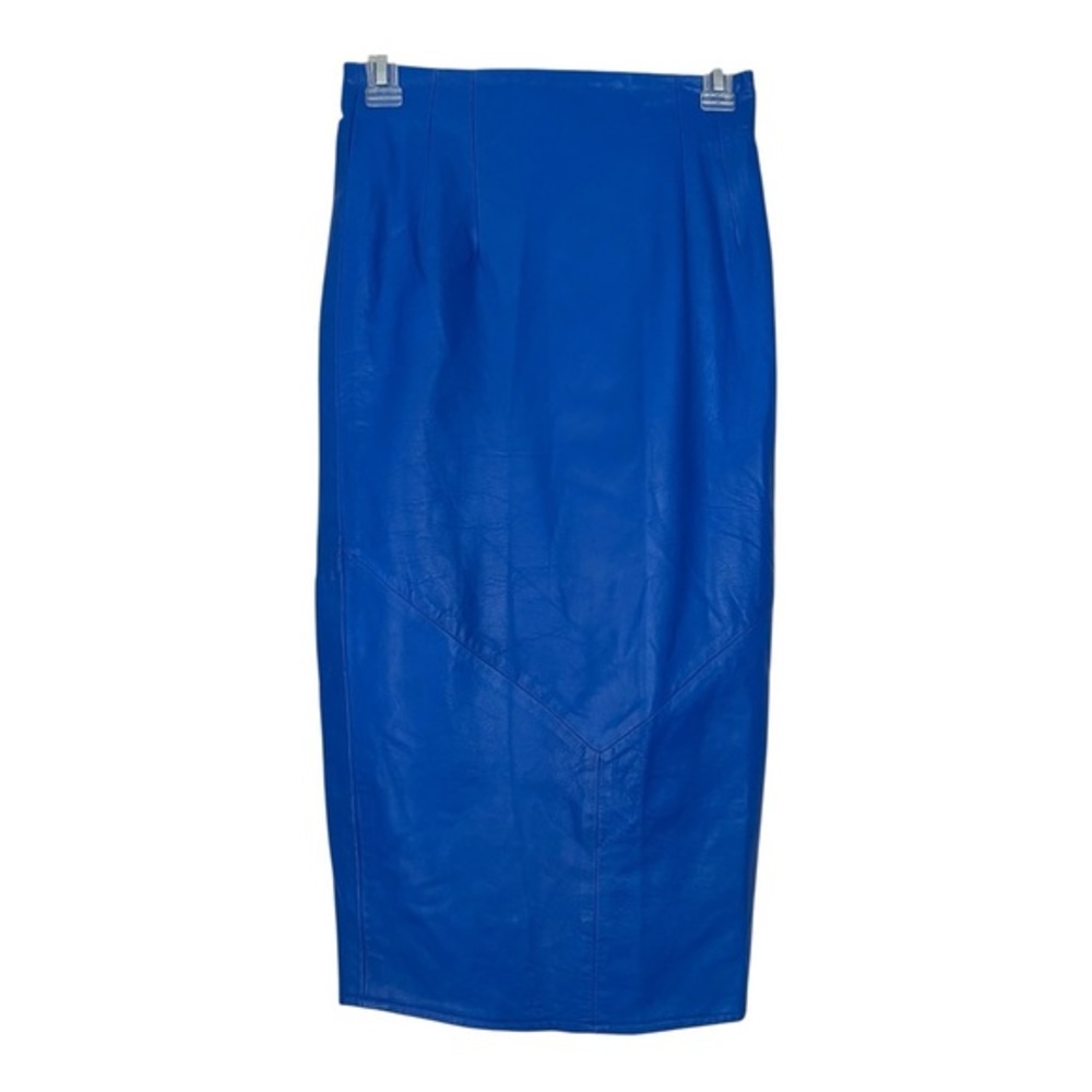 Vintage 80s Vakko High Waisted Vibrant Blue Midi Pencil Skirt Size 4